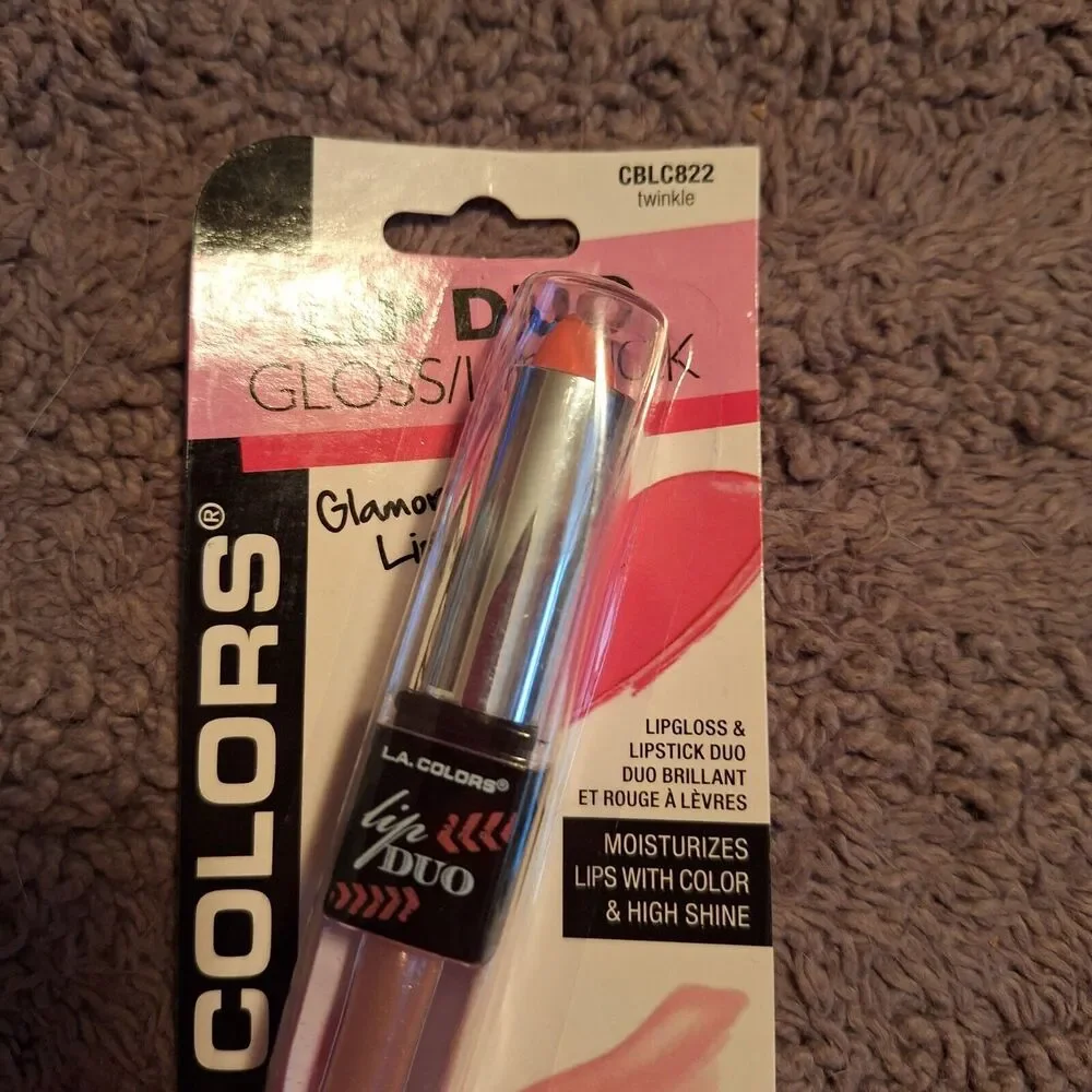LA Colors Lip Duo Twinkle Gloss and Lipstick Pink Shimmery CBLC822 New‎
